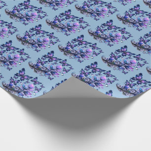 Papel De Regalo Mariposas Cosmi Chispeantes Patrón Azul