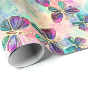 Papel De Regalo Mariposas de colores que vuelan - Primavera - Acua