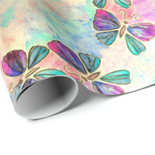 Papel De Regalo Mariposas de colores que vuelan - Primavera - Acua