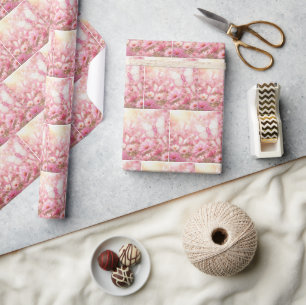 Papel De Regalo Mariposas de lazo rosa en jardín