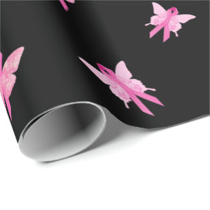Papel De Regalo Mariposas de lazos rosados para sobreviviente