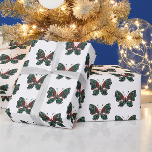 Papel De Regalo mariposas de Navidad