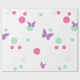 Papel De Regalo mariposas dulces y lunares