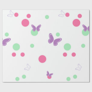 Papel De Regalo mariposas dulces y lunares