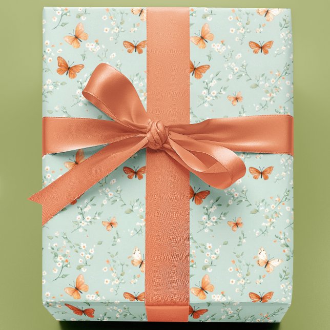Papel De Regalo Mariposas en verde menta (Subido por el creador)
