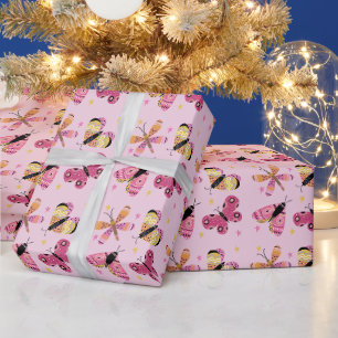 Papel De Regalo Mariposas Estilizadas al Estilo del Arte Folclóric