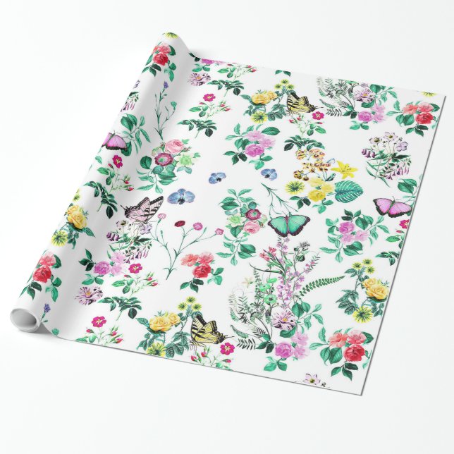Papel de Regalo Mariposas Florales (Desenrollado)