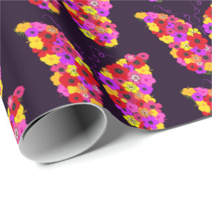 Papel De Regalo Mariposas florales mágicas en morado