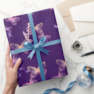 Papel De Regalo Mariposas Irlandesas En Púrpura