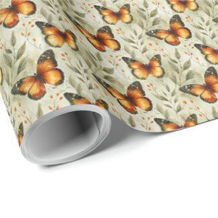 Papel De Regalo Mariposas Monarca Botánica