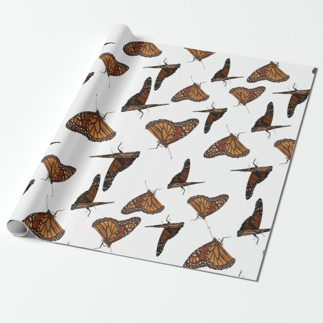 Papel De Regalo mariposas naranja  (Desenrollado)