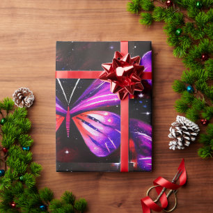 Papel De Regalo Mariposas púrpuras minimalistas