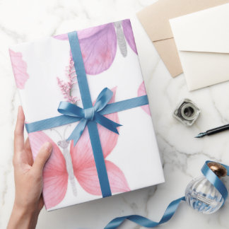 Papel De Regalo Mariposas rosadas delgadas