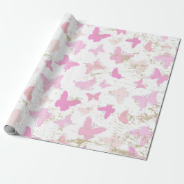 Papel De Regalo Mariposas rosadas vintage AOP