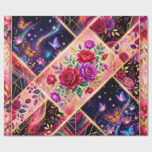 Papel De Regalo Mariposas, Sueños Florales y Elegancia Dorada