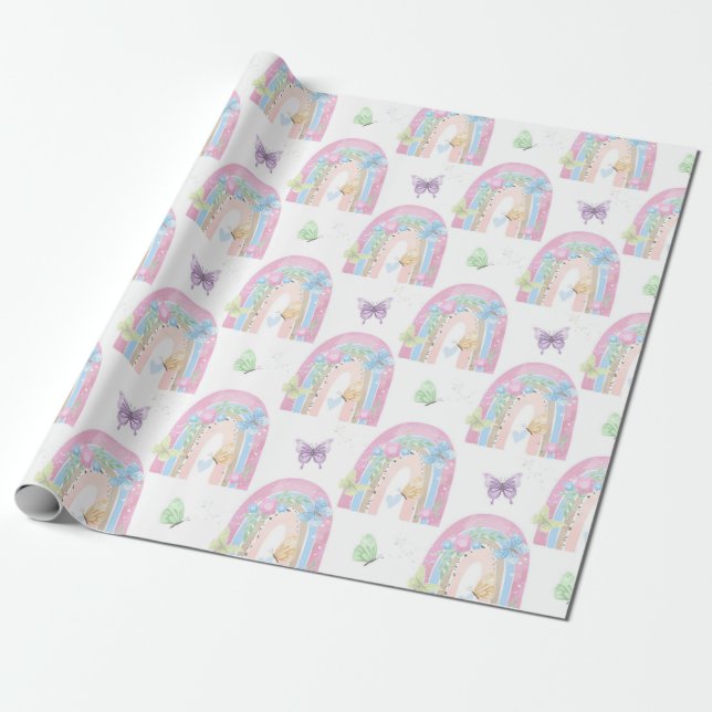 Papel De Regalo Mariposas y arbustos (Desenrollado)