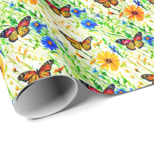 Papel De Regalo Mariposas y maricas en un prado