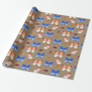 Papel De Regalo Mariposas y mariquitas de Kraft rústico para las f