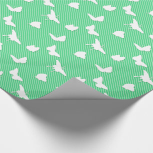 Papel De Regalo Mariposas y pinstripes - verde menta