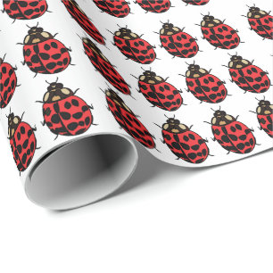 Papel De Regalo Mariquita Rojo Negro Insecto Mariquita