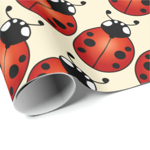 Papel De Regalo Mariquitas Escarabajos Mariquitas Patrón Rojo Negr