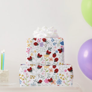 Papel De Regalo Mariquitas Lindas Flores Silvestres Floral Caprich
