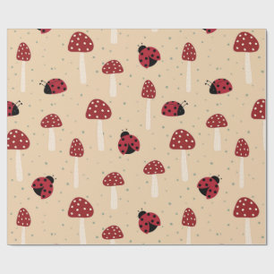 Papel De Regalo Mariquitas y Hongos Rojos