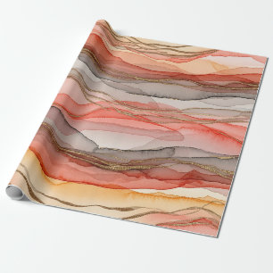 Papel De Regalo Mármol Abstracto de Arcilla Caliente con Vetas de