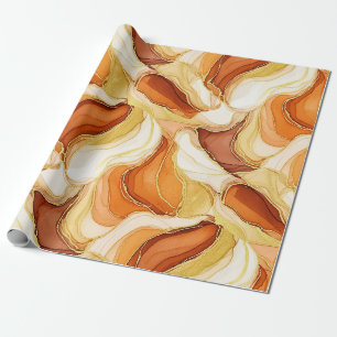 Papel De Regalo Mármol Abstracto Fluido Piedra Taupe Dorado