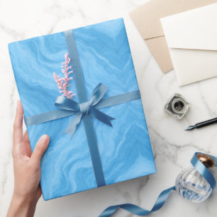 Papel De Regalo Mármol Azul Océano