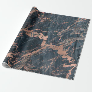 Papel De Regalo Mármol azul rústico brumoso y rosa dorado glam