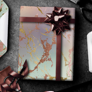 Papel De Regalo Mármol beige elegante Rosa oro verde menta salvi