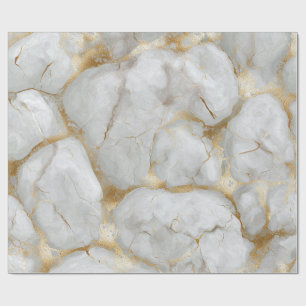Papel De Regalo Mármol Blanco con Vetas de Oro