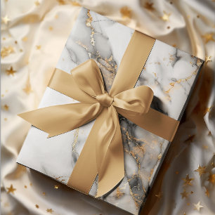 Papel De Regalo Mármol blanco elegante con acentos dorados