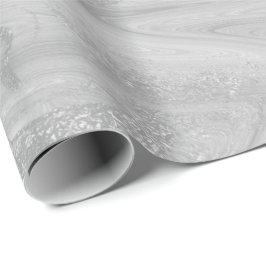 Papel De Regalo Mármol blanco gris plateado Molten Metálico brilla