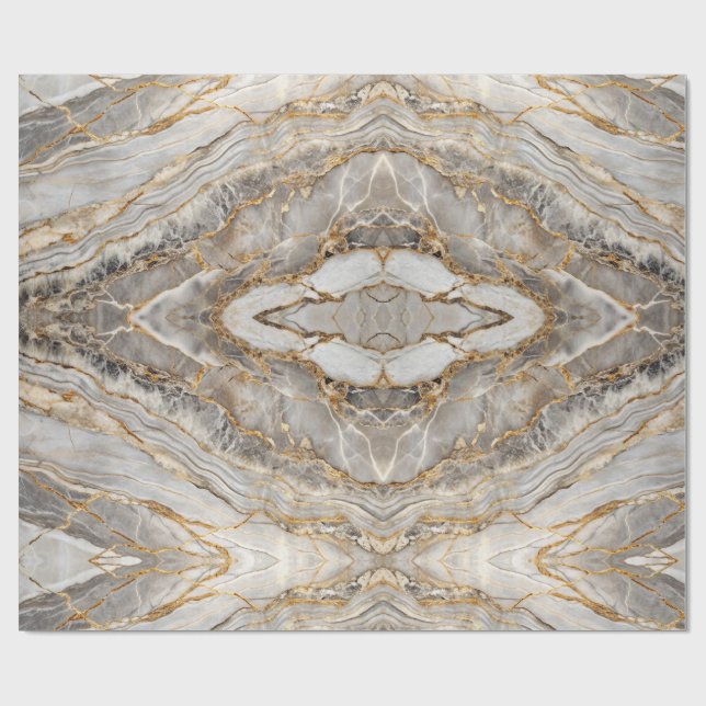 Papel De Regalo Mármol blanco oro agrietado moderno (Superficie plana)