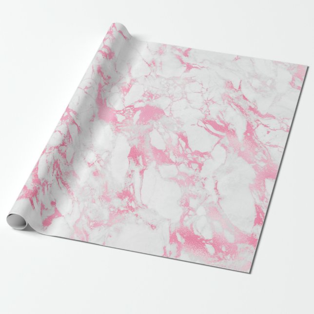 Papel De Regalo Mármol blanco rosa (Desenrollado)