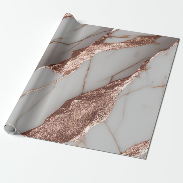 Papel De Regalo Mármol con brillo de cobre de moda (Desenrollado)