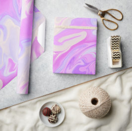 Papel De Regalo Mármol con gradiente iridiscente púrpura y rosa