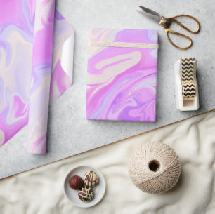 Papel De Regalo Mármol con gradiente iridiscente púrpura y rosa