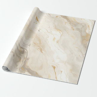 Papel De Regalo Mármol Crema Pastel Oro
