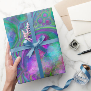 Papel De Regalo Mármol de arte de violeta, verde y azul fluido