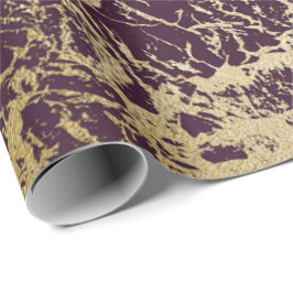 Papel De Regalo Mármol de Borgoña Red Gold Glam Resumen Mármol