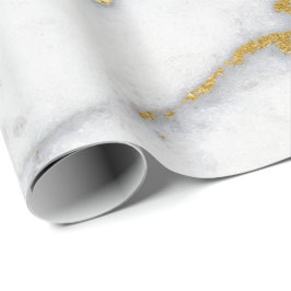 Papel De Regalo Mármol de Carrara Gris blanco Golpes de oro Mínimo