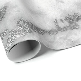 Papel De Regalo Mármol de Carrara Plata Gris Blanco Golpes Mínimo