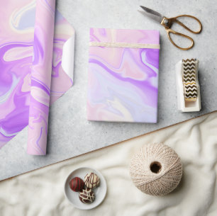 Papel De Regalo Mármol de gradiente iridiscente púrpura y rosa