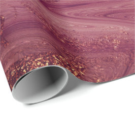 Papel De Regalo Mármol de oro rosa Molten Burgundy Rubor