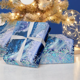 Papel De Regalo Mármol de Piedra Preciosa de Lujo Azul Brillo Ágat