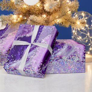 Papel De Regalo Mármol de Piedra Preciosa de Lujo Purpura Brillo Á