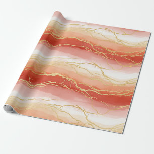 Papel De Regalo Mármol de Siena y Taupe lujoso con Venas Doradas